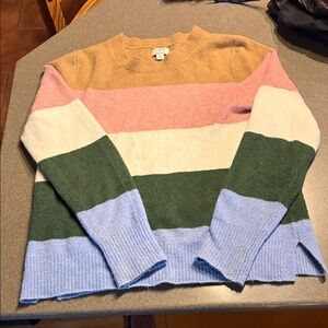 J Crew Multicolor Striped Crew Neck Sweater